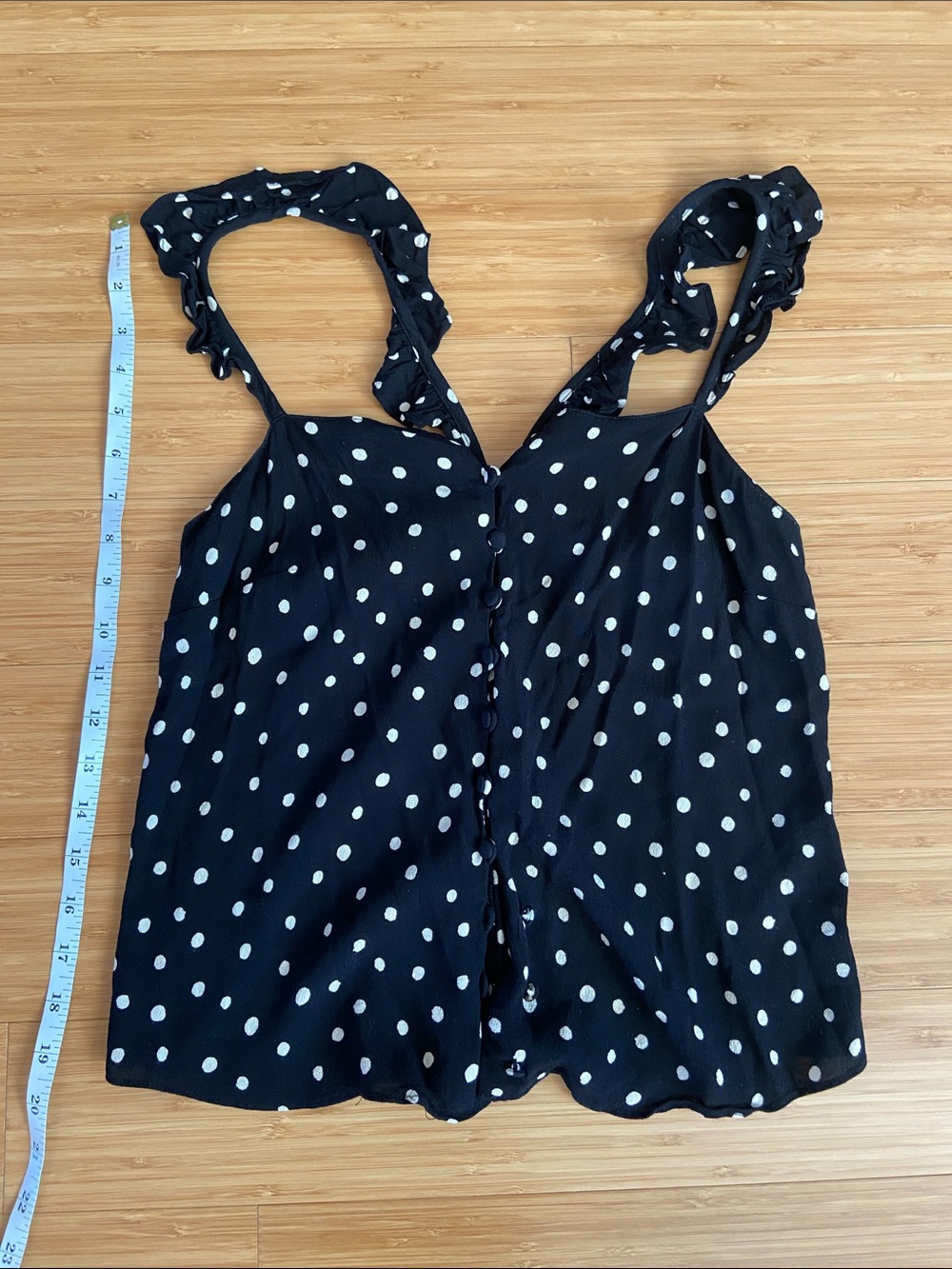 Madewell Black Polka Dot Ruffle-Strap Cami